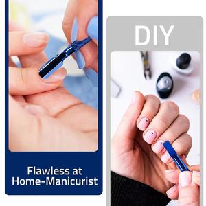 Pousse-cuticules double embout en acier inoxydable, réutilisable, manucure, double tête, manche bleu, soin professionnel des ongles - Product Image 5