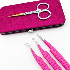 Ensemble professionnel de pinces et ciseaux pour extensions de cils HARRAR GROUP COMPANIES, en acier inoxydable, pointe lisse de précision, rose, beauté - Product Image 4