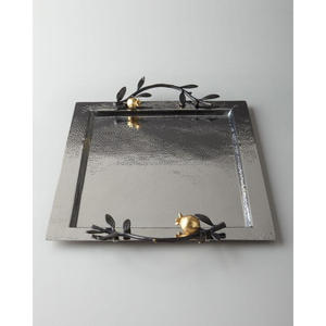 Plateau en acier inoxydable avec poignées, plateau décoratif pour fruits, décoration de la maison, accessoires de table, plateaux personnalisés, style et dimensions - Product Image 6