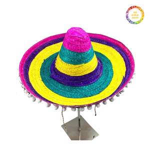 หมวกสานทรงโซมเบรโรลายทางสไตล์เม็กซิกัน สำหรับทุกเพศ ปีกกว้าง ป้องกันแสงแดด เหมาะสำหรับงานเทศกาล ปาร์ตี้ ชายหาด ขายส่งจำนวนมาก - Product Image 1