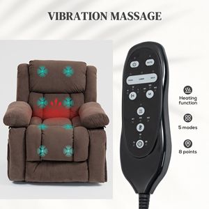 Poltrona Reclinabile Elettrica Marrone con Massaggio Vibrante, Riscaldamento e Porte USB per Adulti - Product Image 5