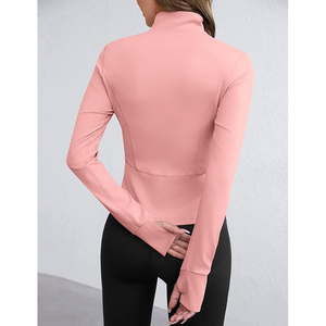 Yoga Fit Jacket <b>Women</b> Nylon Stretchy Athletic Wear Breathable Lightweight Zip Up Outer Layer - Product Image 5