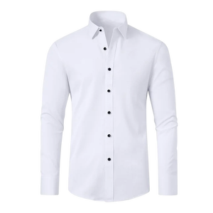 Camisa de Vestir para Hombre, Corte Slim Fit, Color Índigo, Manga Larga, Cierre de Botones, Clásica, Formal, para Oficina, Bodas, Fiestas, Elegante y Cómoda - Product Image 3