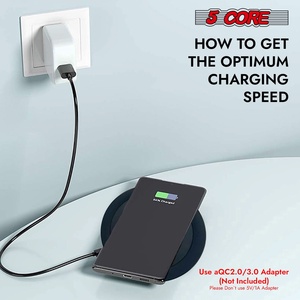 Chargeur sans fil 5Core 15W certifié Qi, tapis de charge rapide, chargeur - Product Image 4