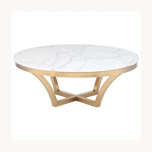 Mesa de centro de metal color oro premium, elegante y moderna, recién llegada, personalizable, para decoración del hogar. - Product Image 3