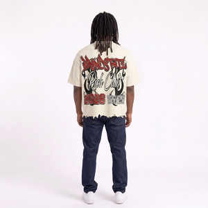 Camiseta Oversize para Hombre Your BRAND STATE, Estilo Urbano, Estampado Gráfico, Algodón, Manga Corta, Cuello Redondo, Diseño con Bajo sin Rematar, Corte Holgado - Product Image 6