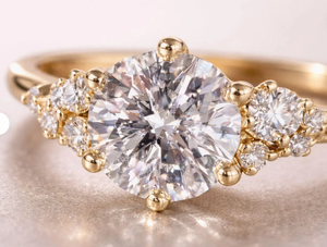 Lab Grown Diamond Engagement Wedding <b>Ring</b> Rose Gold Snowdrift Cluster Art Deco Custom Luxury <b>Ring</b> Anniversary Gift Women - Product Image 3