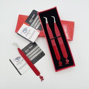 Pince à cils de volume en acier inoxydable de qualité supérieure, durable et écologique, avec poignée de précision Santa Bottom, design durable - Product Image 2