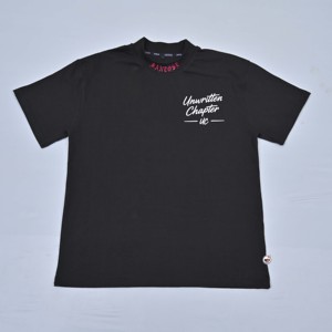 Camisetas de Manga Corta para Hombre, Cuello Redondo, Algodón Negro, Corte Regular, Estampado Frontal con Letras, Calidad Premium - Product Image 4