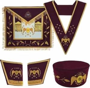Ensemble de 95e degré du Rite écossais maçonnique, brodé à la main, comprenant tablier, collier, casquette et gants, de haute qualité. - Product Image 1