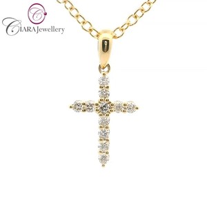 COLGANTE CRUZ DE DIAMANTE NATURAL ORO BLANCO SOILD ELEGANTE 18K AU750 - Product Image 4