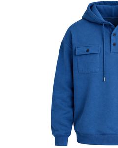Sudadera con Capucha Azul Rey para Hombre, con Cierre de Botones, Bolsillos Dobles en el Pecho, Estilo Casual Urbano, Fabricante Personalizado - Product Image 3