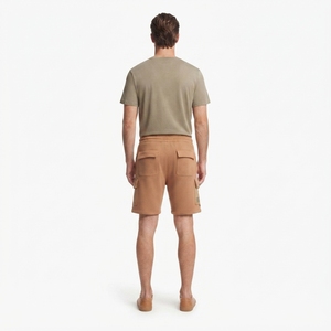Shorts de survêtement décontractés pour hommes en molleton bouclette respirant avec cordon de serrage, patchwork asymétrique, style streetwear, fabricant OEM - Product Image 2