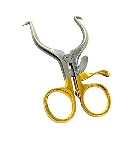 Retractor Quirúrgico Veterinario de Acero Inoxidable Autorretenible con Mecanismo de Bloqueo de Trinquete, Anillos de Dedo Chapados en Oro, Certificado CE - Product Image 2