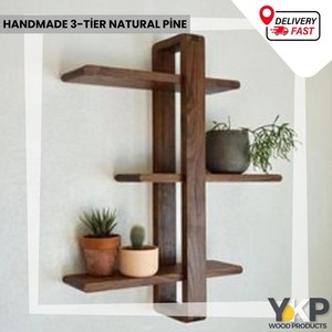 Natural <b>Pine</b> Wood Geometric Shaped Wall <b>Shelf</b> | Wholesale B2B - Product Image 3