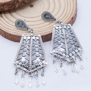 Antique Jumka 925 boucles d'oreilles en argent Sterling bijoux traditionnels en argent pour la vente en gros Boho géométrique femmes anniversaire IGI - Product Image 6