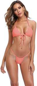 Ensemble bikini bandeau uni brésilien deux pièces rembourré avec string - Product Image 5