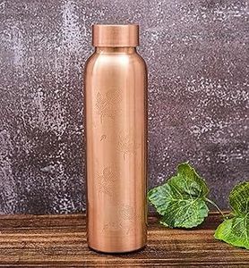 Copper Water Bottle Screw-On Lid Reusable Metal Travel Bottle Minimalist Design for <b>Hiking</b> Camping Adults - Product Image 4