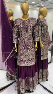 New Designer Heavy Chinon Silk Fancy <b>Top</b>-Dupatta Fully Stitched Sharara <b>Indian</b> & Pakistani Clothing for Summer Party Wear Look - Product Image 6