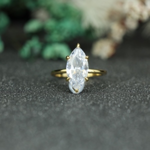 แหวนหมั้นเพชรโมอิสซาไนต์ทรงมาร์คีส์ เงินแท้ 925 สำหรับผู้หญิง แหวนแต่งงานสุดหรู แหวนขอแต่งงาน เครื่องประดับสั่งทำ - Product Image 1