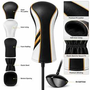 Fundas de cuero PU personalizadas para palos de golf, fundas premium para palos de golf, fundas para driver, fairway wood, híbridos, fundas protectoras para palos de golf - Product Image 4