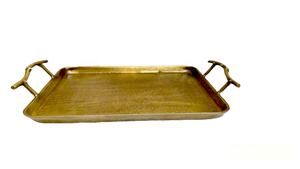 Plateau rectangulaire en aluminium, texture moderne du milieu du siècle, poignée en bambou, 100% fait main, personnalisable, décoration d'intérieur, Noël, Ramadan - Product Image 4