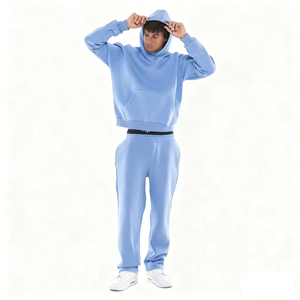 ผู้ผลิต OEM เสื้อฮู้ดผู้ชายแบบสั่งทำ ชุดวอร์มฮู้ดดี้โอเวอร์ไซส์ กางเกงวอร์มขายาว ชุดเซ็ตสำหรับผู้ชายและผู้หญิง ผู้จำหน่ายชุดวอร์ม - Product Image 1