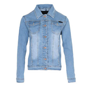 Manteau en jean pour femme à col rabattu, manches longues, coupe courte, uni, simple boutonnage, décontracté, avec poches trouées - Product Image 2