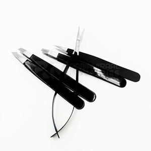 Producto de Primera Categoría RMI, Juego de Pinzas para Cejas de Acero Inoxidable con 4 Puntas Diferentes, Punta Plateada, Recubrimiento en Polvo Negro - Product Image 6