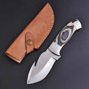 OEM Custom Logo Damascus Steel Hunting <b>Knife</b> with Stabilized Wood <b>Handle</b> Full Tang Bushcraft Survival <b>Knife</b> - Product Image 1