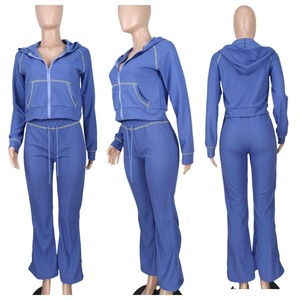 Conjuntos de Dos Piezas de Manga Larga para Mujer, Novedad 2026, Trajes Deportivos con Cremallera Completa, Pantalones Acampanados de Color Sólido, Ropa Femenina - Product Image 1