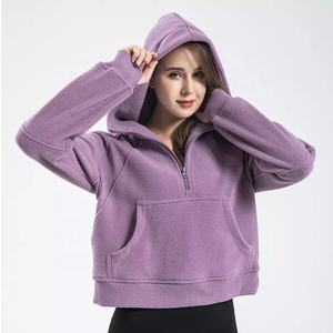 Pull à capuche épais en polaire pour femme, haut court doublé, Jogging, Fitness, hiver, 2021 - Product Image 1