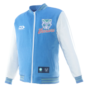 Veste universitaire bleue pour homme Dynasty avec logo brodé Warriors, col rabattable, fermeture éclair sur le devant, style décontracté - Product Image 3