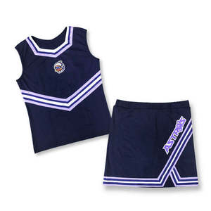 Ensemble d'uniformes de cheerleading personnalisés pour femmes, haut à manches longues, jupe, tissu en spandex/polyester 300g, uni - Product Image 1