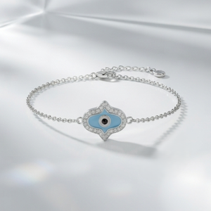 DIVYORO KHAMSAH TURQUOISE PROTECTION Bracelet en argent 925 avec chaîne et maillons pour femmes - Product Image 1