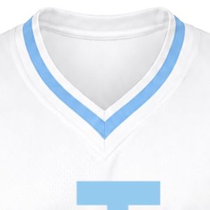 เสื้อกีฬาปักลายวีเนคสีขาว แขนสั้น ลายทางสีฟ้าอ่อน เสื้อทีมกีฬาน้ำหนักเบา ชุดยูนิฟอร์มทีม - Product Image 2