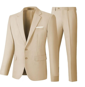 Nouveaux costumes d'affaires pour hommes, smoking de marié croisé, col cranté, plissé, respirant, antistatique, en tissu peigné 100% polyester - Product Image 5