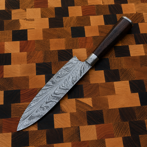 Couteau de chef artisanal en acier Damas avec manche en bois, couteau de cuisine professionnel de style japonais, couteau de cuisson à lame pleine - Product Image 5