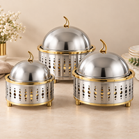 Casserole de luxe en acier inoxydable, finition argentée dorée, couvercle en dôme, diamètre 24 cm, récipient isotherme écologique pour garder les plats au chaud