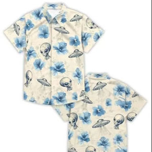 Camisa cómoda para hombre, manga corta, estampado tropical, informal, para playa, con botones, verano, vibrante, colorida, floral, camiseta de verano para hombre - Product Image 1