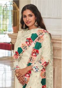 Faux Georgette Semi-Stitched Modern Plazzo <b>Suit</b> with Embroidery & Sequins Work <b>for</b> Party Wedding Diwali & <b>Prom</b> - Product Image 2