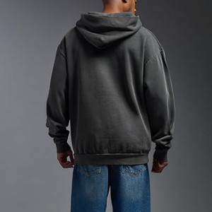 Sudadera con Capucha para Hombre, Corte Regular, Terciopelo Grueso, Color Sólido, para Invierno - Product Image 3