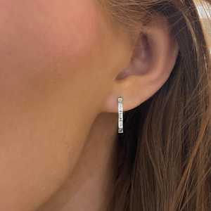 Pendientes de Aro con Diamantes Cultivados en Laboratorio, Corte Baguette, Oro 14K/18K, Pendientes Minimalistas con Diamantes para Uso Diario, para Mujer, Proveedor de Joyería Personalizada - Product Image 2