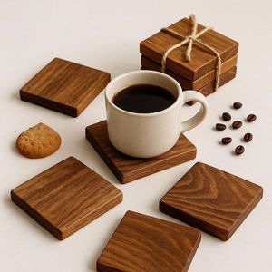 Modern Rustic Farmhouse Live Edge Reclaimed <b>Wood</b> <b>Slice</b> Coasters Durable Protect Table Business Gift from india - Product Image 2