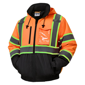 เสื้อแจ็คเก็ตนิรภัยสะท้อนแสงสำหรับผู้ชาย ANSI Class 3 Type R ผ้าฟลีซ กันลม ปิดด้วยซิป เหมาะสำหรับงานหนักและสวมใส่ในฤดูหนาว - Product Image 1