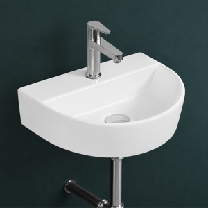 Wall Hung Vessel Hand Basin Irregular Shape Single Hole Chrome Faucet Polished Minimalist Design Bathroom <b>Drainer</b> 12L Capacity - Product Image 3