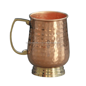 Mug en cuivre martelé de qualité supérieure avec poignée et finition polie, idéal pour la boisson et l'utilisation en cuisine, anti-fuite. - Product Image 6