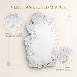 Espejo Decorativo de Pared de Estilo Veneciano Ornamentado |   Espejo Decorativo de Estilo Barroco Vintage de Lujo |   Espejo de Vidrio Antiguo para Decoración de Sala de Estar - Product Image 6