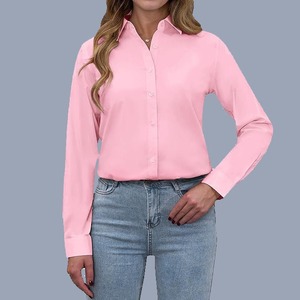 <b>Women's</b> 100% Cotton <b>Long</b> <b>Sleeve</b> Loose Fit Solid Color for <b>Shirt</b> Button Collar Moisture Wicking Breathable Fabric All Seasons - Product Image 5