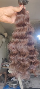 Cheveux humains bruts non traités Remy de temple, en vrac, provenant d'usine d'Inde du Sud, d'un seul donneur, écologiques, lisses, ondulés, bouclés, colorés à la machine - Product Image 4